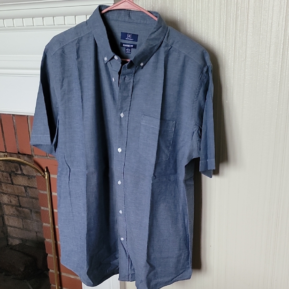 George Men's Casual Navy Button Down Shirt